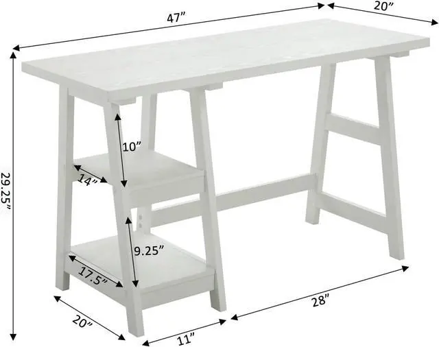 Alt view image 3 of 4 - Convenience Concepts Designs2Go Trestle Desk with Shelves, White