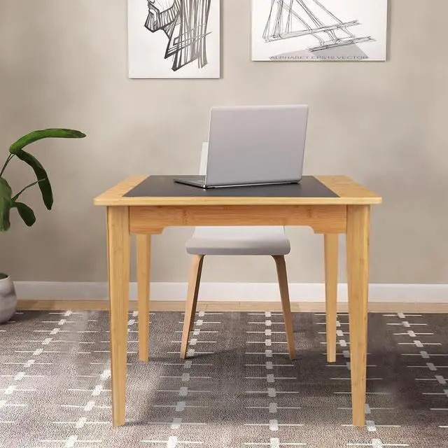 Alt view image 2 of 7 - DOUSY- Small Bamboo Computer Desk Study Desk Home Office Desk Writing Table, Modern Study 27.5" Solid Multipurpose Table, for Living Room, Bedroom, Make Up, Natual Color