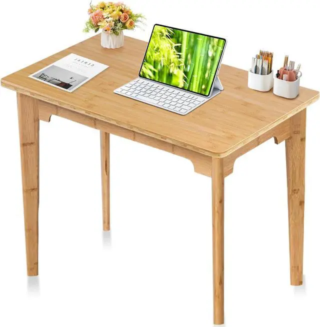 Main image of DOUSY- Small Bamboo Computer Desk Study Desk Home Office Desk Writing Table, Modern Study 27.5" Solid Multipurpose Table, for Living Room, Bedroom, Make Up, Natual Color