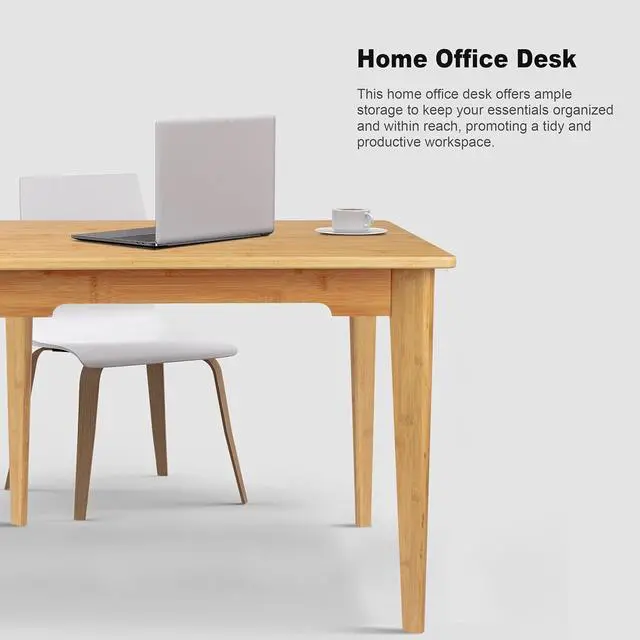 Alt view image 4 of 7 - DOUSY- Small Bamboo Computer Desk Study Desk Home Office Desk Writing Table, Modern Study 27.5" Solid Multipurpose Table, for Living Room, Bedroom, Make Up, Natual Color