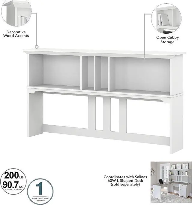 Alt view image 3 of 7 - Salinas Casual Hutch for L-Shaped Desk, Pure White