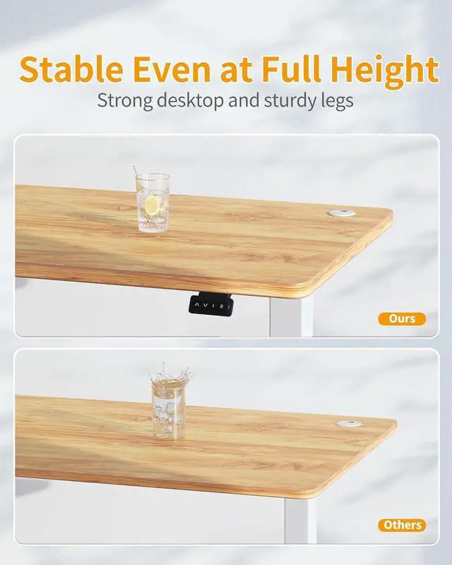 Alt view image 4 of 7 - CubiCubi Electric Standing Desk, 55 x 24 Inches Height Adjustable Sit Stand Desk, Ergonomic Home Office Computer Workstation, Light Rustic Brown