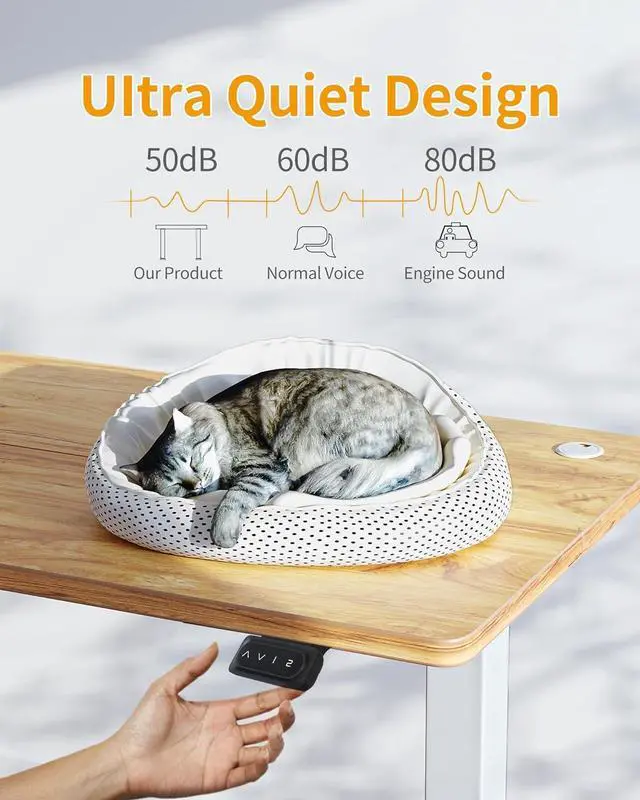 Alt view image 5 of 7 - CubiCubi Electric Standing Desk, 55 x 24 Inches Height Adjustable Sit Stand Desk, Ergonomic Home Office Computer Workstation, Light Rustic Brown