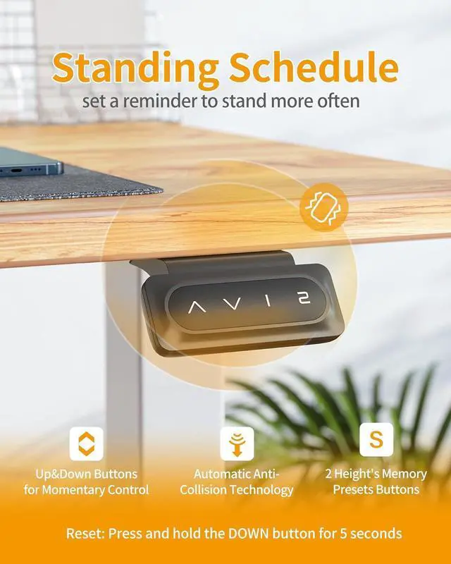 Alt view image 6 of 7 - CubiCubi Electric Standing Desk, 55 x 24 Inches Height Adjustable Sit Stand Desk, Ergonomic Home Office Computer Workstation, Light Rustic Brown