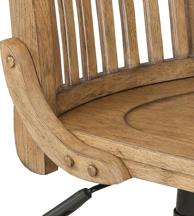 Alt view image 7 of 7 - OSP Home Furnishings Deluxe Armless Wood Banker's Desk Chair with Adjustable Height, Locking Tilt, and Heavy Duty Base, Fruitwood