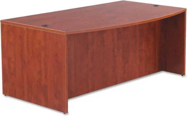 Alt view image 3 of 3 - Alera ALE Valencia Bow Desk Shell, 71w x 35 1/2d to 41 3/8d x 29 5/8h, Medium Cherry