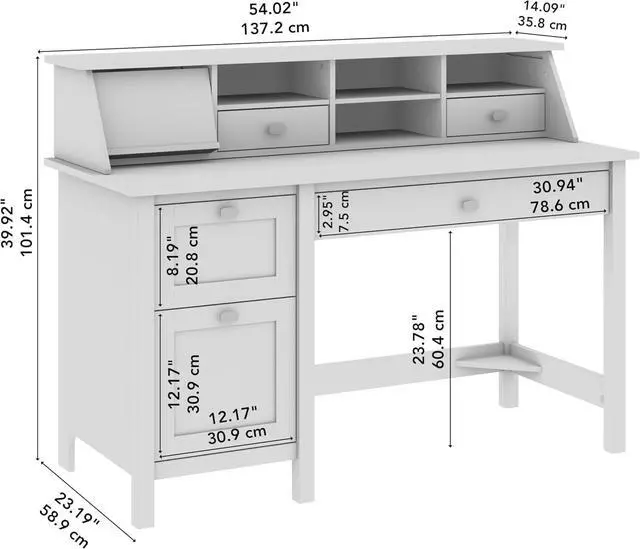 Alt view image 3 of 7 - Bush Furniture Computer Desk, Pure White