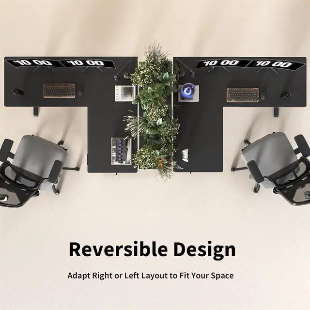 Alt view image 5 of 7 - TIQLAB Standing Desk L Shaped, 63x55 Inch Adjustable Height Desk Electric Stand Up Desk, Corner Standing Desk with Hooks, Sit Stand Desk with Splice Board, Black