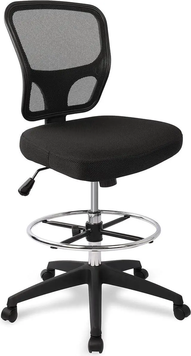 Main image of Armless Drafting Chair Tall Office Chair Adjustable Height High Back Ergonomic Desk Chair Drafting Stool Rolling Bar Stools Chairs with Footrest and Wheels