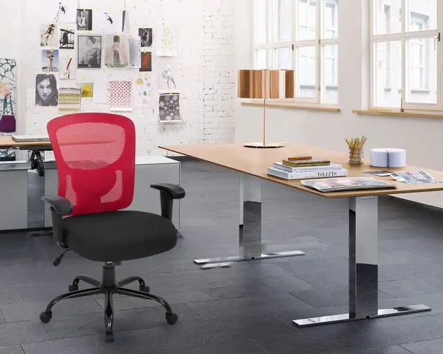 Alt view image 2 of 7 - Big and Tall Office Chair+400lbs Wide Seat Mesh Desk Chair+Massage Rolling Swivel Ergonomic Computer Chair with Lumbar Support Adjustable Arms Task Chair for Heavy People+ (Red)
