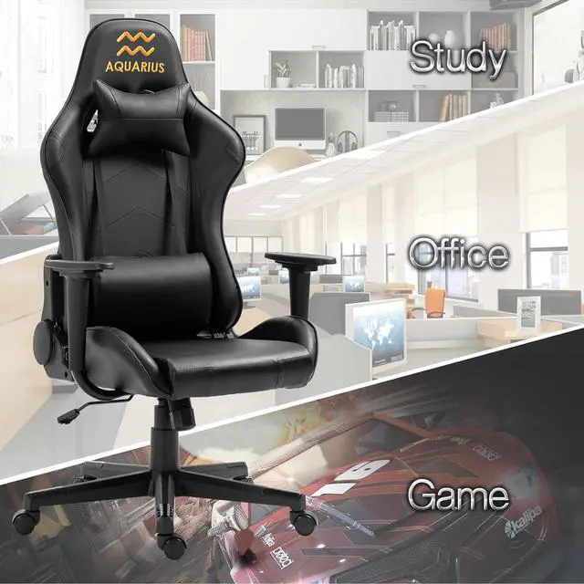 Alt view image 6 of 7 - Modern-Depo Aquarius Zodiac Gaming Chair with Ergonomic Design, Adjustable Swivel Recliner, 330 lbs Load Capacity, Black
