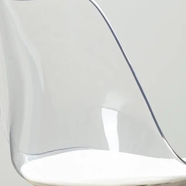 Alt view image 6 of 7 - Acrylic Clear Desk Chair, Modern Small Cute Armless Vanity Rolling Plastic Chair Home Office Lucite Ghost Chairs Cushion Padded with Golden Legs, Clear