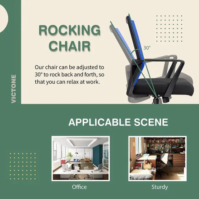 Alt view image 6 of 7 - Office Chair Ergonomic Lumbar Support Desk Mesh Computer Chair Mid Back Swivel Chair with Armrest (Blue)