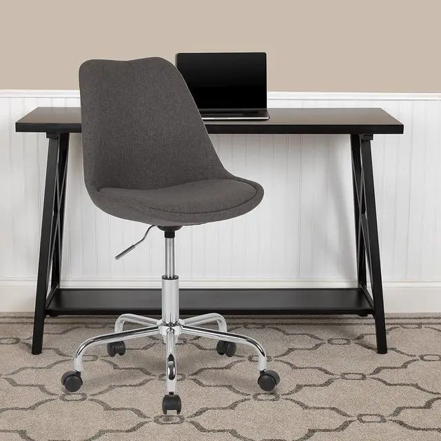 Alt view image 2 of 7 - Flash Furniture Aurora Series Mid-Back Dark Gray Fabric Task Office Chair with Pneumatic Lift and Chrome Base