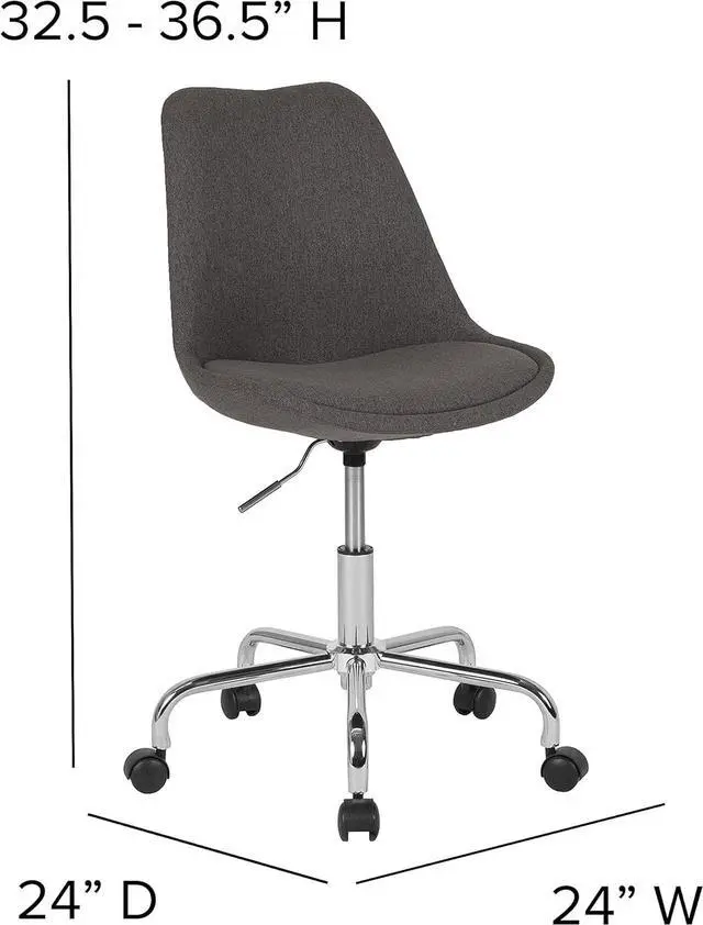 Alt view image 3 of 7 - Flash Furniture Aurora Series Mid-Back Dark Gray Fabric Task Office Chair with Pneumatic Lift and Chrome Base