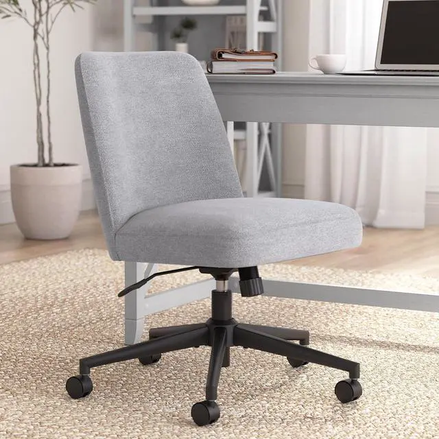Alt view image 2 of 7 - Bush Furniture Serenity Mid Back Armless Office Chair with Wheels in Cool Gray Fabric, Workspace Seating Solution for Small Computer Desk