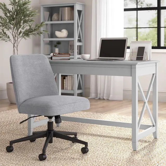 Alt view image 5 of 7 - Bush Furniture Serenity Mid Back Armless Office Chair with Wheels in Cool Gray Fabric, Workspace Seating Solution for Small Computer Desk