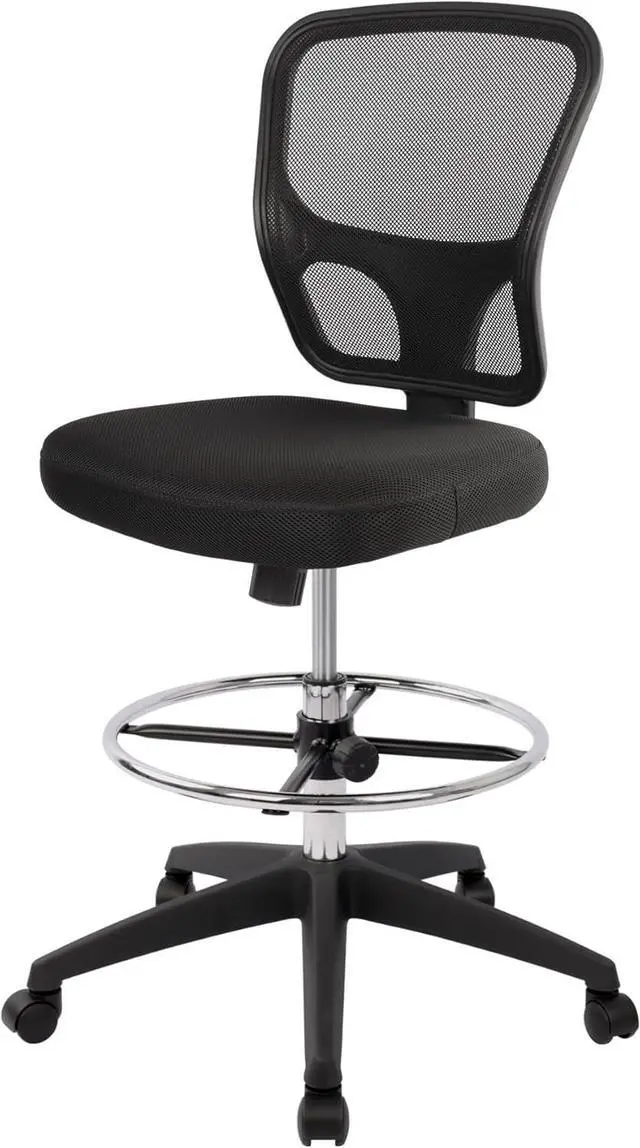 Alt view image 6 of 7 - HYLONE Ergonomic Office Chairs, Office Drafting Chair, Rolling Stool Chair Armless Standing Desk Chair with Footrest Bar Stools for Home,Office & Bar