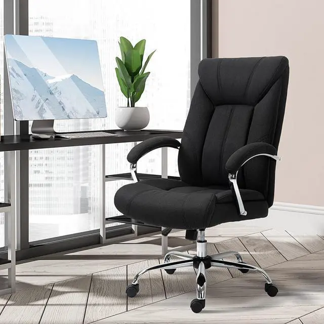 Alt view image 2 of 7 - Vinsetto High Back Home Office Chair, Computer Desk Chair with Lumbar Back Support and Adjustable Height, Black