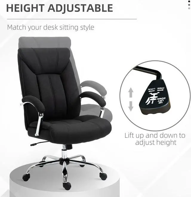 Alt view image 4 of 7 - Vinsetto High Back Home Office Chair, Computer Desk Chair with Lumbar Back Support and Adjustable Height, Black