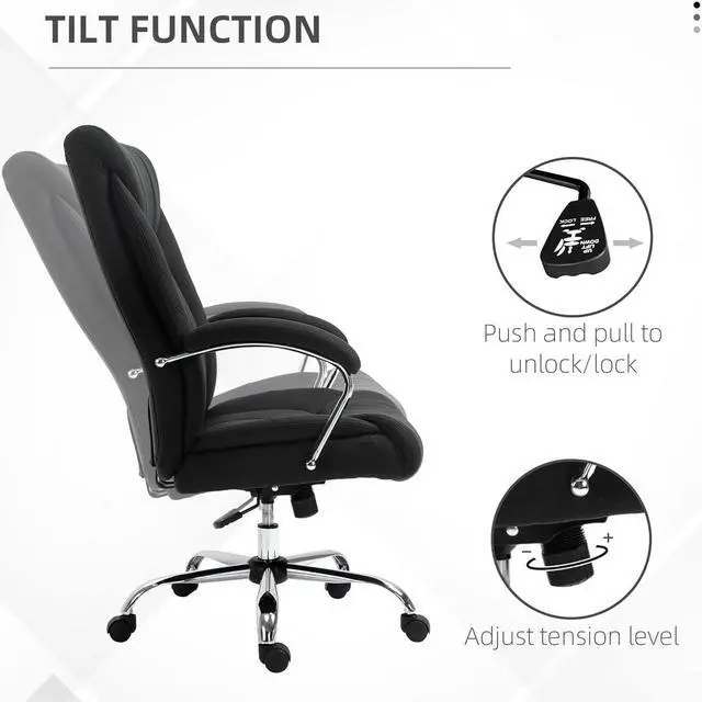 Alt view image 5 of 7 - Vinsetto High Back Home Office Chair, Computer Desk Chair with Lumbar Back Support and Adjustable Height, Black