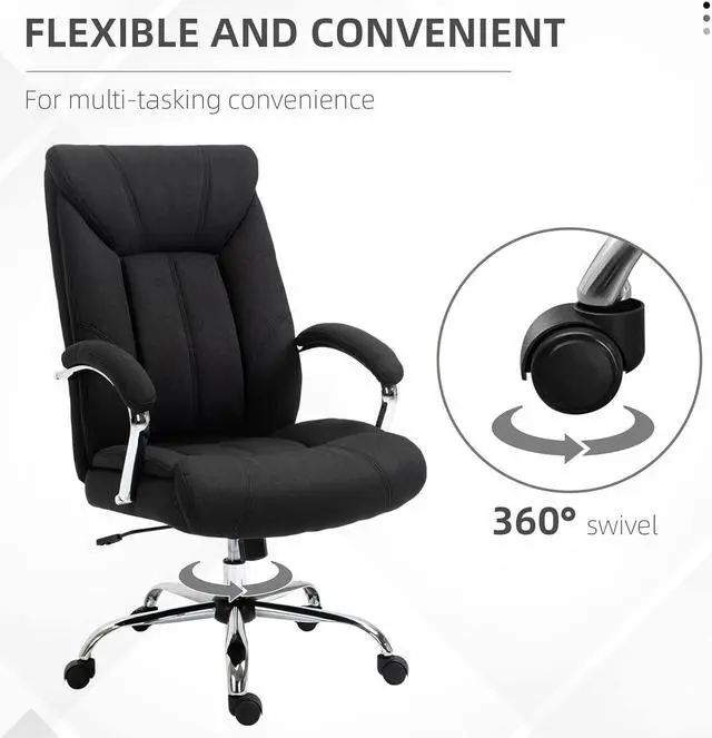Alt view image 6 of 7 - Vinsetto High Back Home Office Chair, Computer Desk Chair with Lumbar Back Support and Adjustable Height, Black
