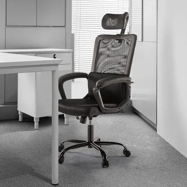 Alt view image 2 of 7 - Ergonomic Office Chair - High Back Breathable Mesh Desk Chair with Adjustable Headrest, Rolling Swivel Computer Task Chair Home Office Chairs with 3D Adjustable Support Armrest