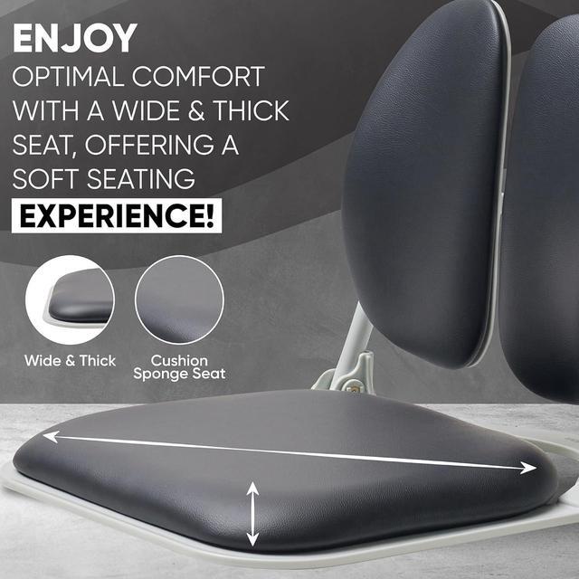 Alt view image 4 of 6 - Duorest Dual-Backrests Ergonomic Floor Chair with Back Support - Meditation Chair, Floor Gaming Chair, Reading Chair, Floor Chairs for Adults, Foldable Chair (Black Leather)