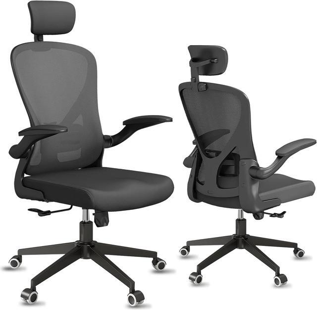 Main image of Drafting Chair, Ergonomic Tall Office Chairs for Standing Desk, Home Office Desk Chair with Lumbar Support and Adjustable Flip-up Armrests & footrest (02Black)