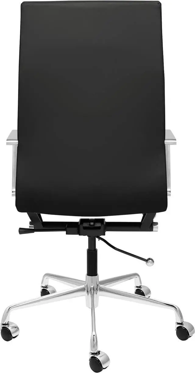 Alt view image 4 of 4 - Laura Davidson Furniture SOHO II Ribbed Office Chair - Tall Back Desk Chair with Arm Rest, Swivel & Cushion Availability, Made of Faux Leather, Black, Computer Chair