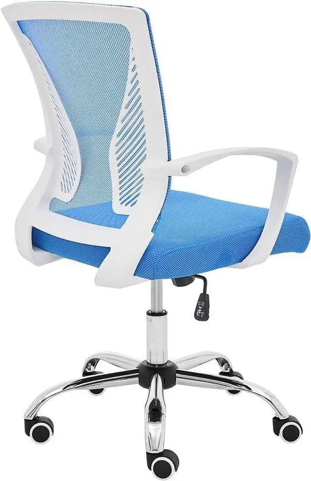 Alt view image 5 of 6 - Zuna Mid-Back Office Task Chair - Ergonomic Back Supporting Mesh Back Desk Chair (White/Blue)