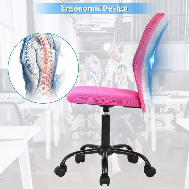 Alt view image 4 of 7 - 4 Pack Office Chair Desk Chair Computer Chair w/Lumbar Support Ergonomic Mid Back Mesh Adjustable Height Swivel Chair Armless Modern Task Executive Chair for Women Men Adult