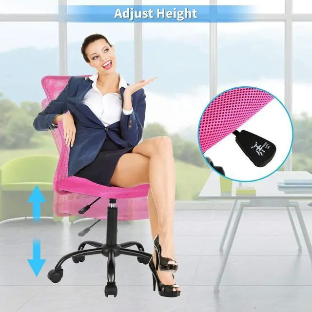 Alt view image 5 of 7 - 4 Pack Office Chair Desk Chair Computer Chair w/Lumbar Support Ergonomic Mid Back Mesh Adjustable Height Swivel Chair Armless Modern Task Executive Chair for Women Men Adult