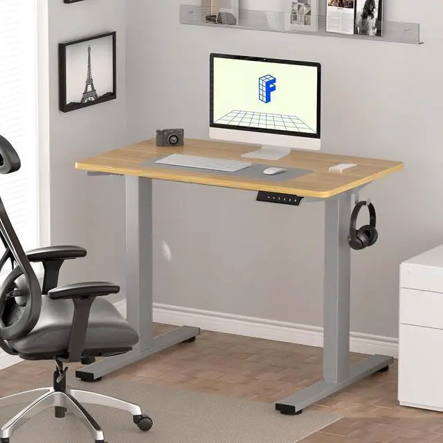 Alt view image 2 of 7 - FLEXISPOT EN1 One-Piece Adjustable Desk 40 x 24 Inches Stand Up Desk Electric Height Adjustable Standing Desk with Seamless Desktop (Silver Frame + 40 inches Natural Top, 2 Packages)