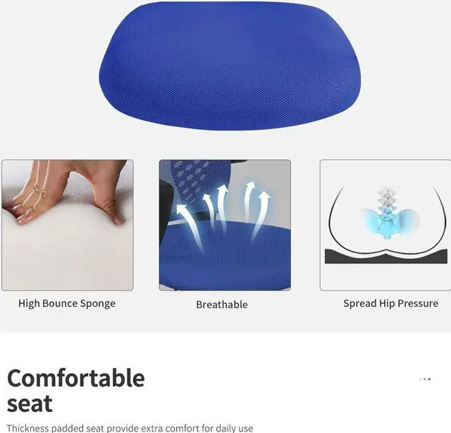 Alt view image 5 of 7 - HGS Mesh Computer Chair Home Office Chair Ergonomic Desk Chairs Task Chair Swivel Rolling Adjustable Executive Chair with Lumbar Support Blue