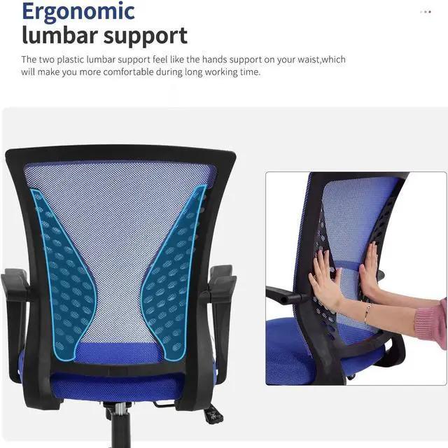 Alt view image 6 of 7 - HGS Mesh Computer Chair Home Office Chair Ergonomic Desk Chairs Task Chair Swivel Rolling Adjustable Executive Chair with Lumbar Support Blue