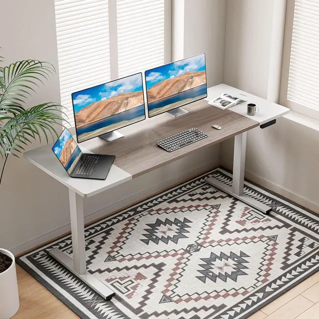 Alt view image 2 of 7 - SIAGO Electric Standing Desk Adjustable - 63 x 24 Inch Sit Stand up Desk with Cable Management - 3 Memory Preset Adjustable Height Desk Computer Home Office Desk