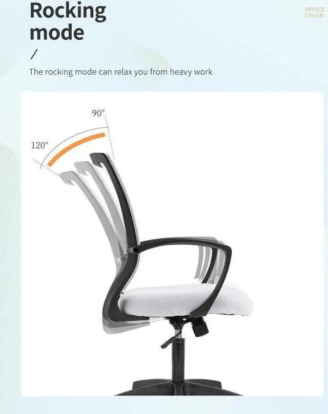 Alt view image 6 of 7 - Office Chair Clearance Mid Back Mesh Chair with Ergonomic Lumbar Support and Armrest Adjustable Computer Chair Study Desk Chair Swivel Rolling Task Chair Modern Cheap Executive Chair (White)