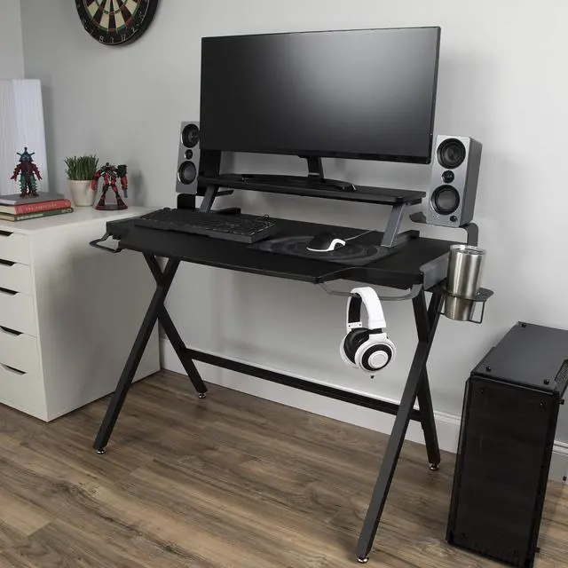 Alt view image 2 of 7 - RESPAWN RSP-1000 Gaming Computer Desk, 23.625" D x 42" W x 34.625" H, Gray