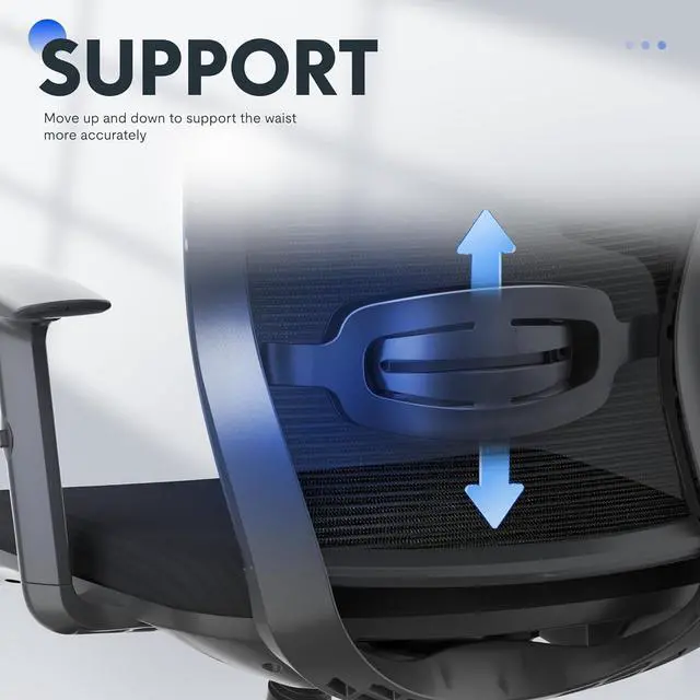 Alt view image 5 of 7 - Ergonomic Office Chair with Footrest, Mesh Back Computer Chair, Home Office Desk Chairs, with Adjustable Lumbar Support/4D Headrest/Reliable Base, Elastic Foam Seat, Black, OC3 Cloud-F