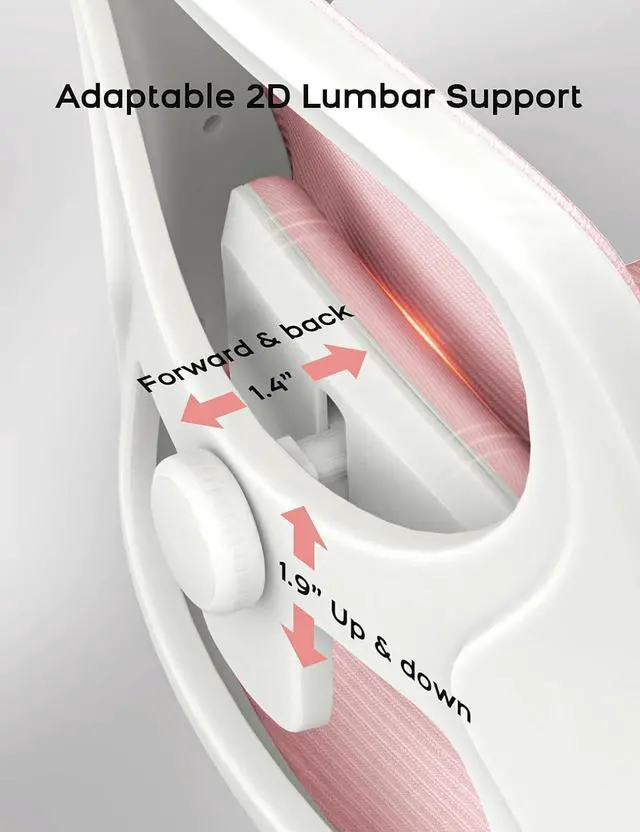 Alt view image 4 of 6 - Mesh Office Chair Ergonomic Desk Chair with Up&Down Front&Rear 2 Dimensions Adjustable Lumbar Support and Flip-up Arm Rocking Comfy Swivel Computer Task Chair for Home Office(White-Pink)