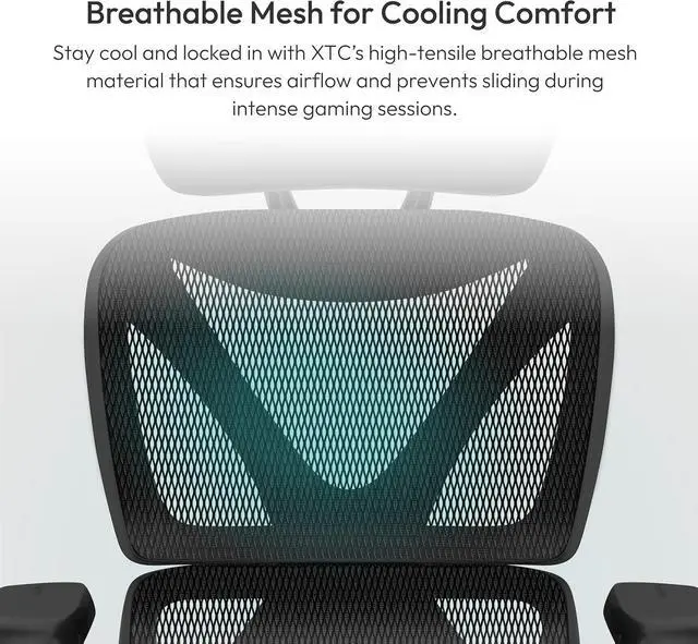 Alt view image 4 of 6 - XTC Ergonomic Office Chair, for Adults Gaming Chair, High Back Desk Chair, Synchronous Tilt, Self-Adjusting Lumbar Support and Backrest, Adjustable Headrest, Breathable Mesh, Black
