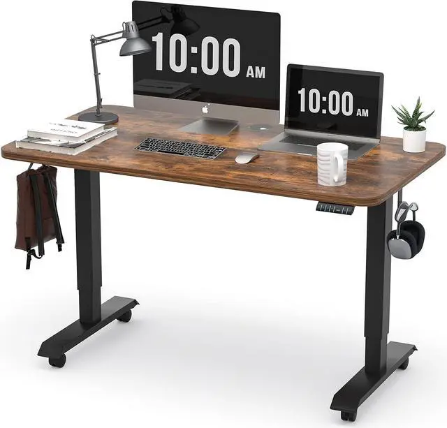 Main image of Monomi Electric Height Adjustable Standing Desk, 48x24 Inches, Ergonomic Home Office Sit/Stand Up Desk,Vintage Brown