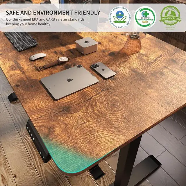 Alt view image 6 of 7 - Monomi Electric Height Adjustable Standing Desk, 48x24 Inches, Ergonomic Home Office Sit/Stand Up Desk,Vintage Brown
