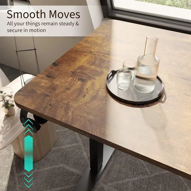 Alt view image 7 of 7 - Monomi Electric Height Adjustable Standing Desk, 48x24 Inches, Ergonomic Home Office Sit/Stand Up Desk,Vintage Brown