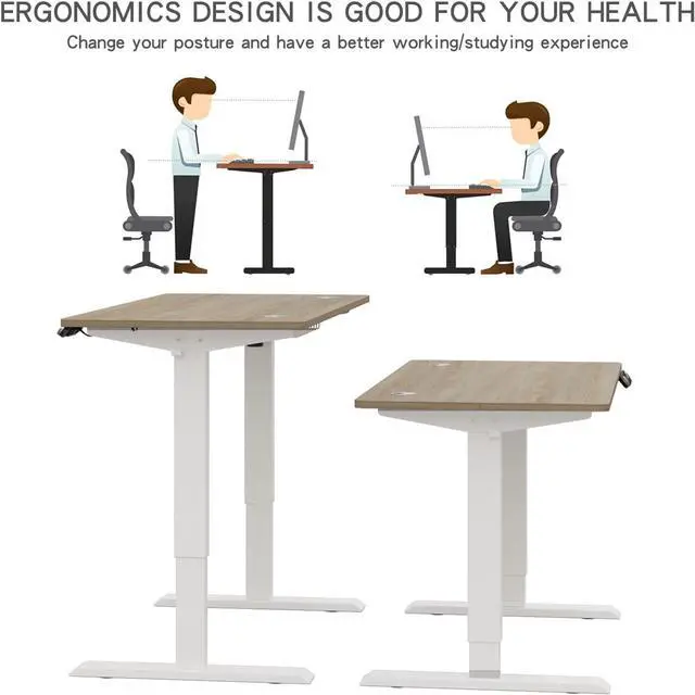 Alt view image 4 of 7 - bilbil Electric Height Adjustable Standing Desk, Sit to Stand Desk Home Office Computer Desk(48 x 24 Oak Top + White Frame)