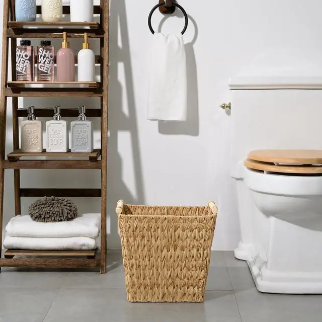 Alt view image 2 of 7 - GRANNY SAYS Bathroom Wastebasket, Wicker Trash Can with Handles, Waterproof Bathroom Trash, Decorative Wastebasket for Bedroom, 2-Pack