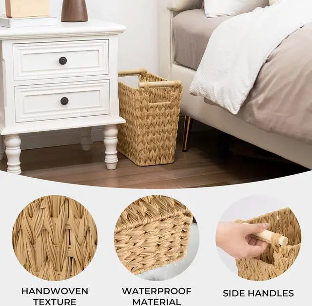 Alt view image 3 of 7 - GRANNY SAYS Bathroom Wastebasket, Wicker Trash Can with Handles, Waterproof Bathroom Trash, Decorative Wastebasket for Bedroom, 2-Pack