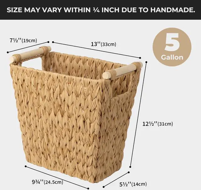 Alt view image 5 of 7 - GRANNY SAYS Bathroom Wastebasket, Wicker Trash Can with Handles, Waterproof Bathroom Trash, Decorative Wastebasket for Bedroom, 2-Pack