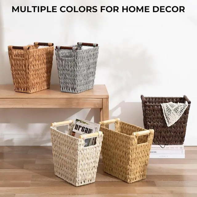 Alt view image 6 of 7 - GRANNY SAYS Bathroom Wastebasket, Wicker Trash Can with Handles, Waterproof Bathroom Trash, Decorative Wastebasket for Bedroom, 2-Pack